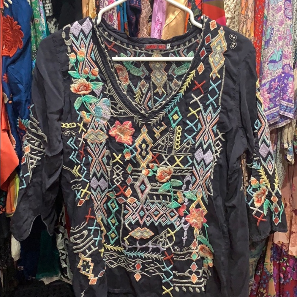 Jonny was Aztec floral blouse